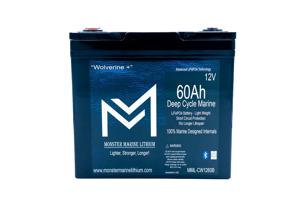 Monster Marine Lithium 12V 60Ah deep cycle marine battery with Bluetooth LiFePO4