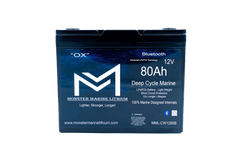 Monster Marine Lithium 12V 80Ah deep cycle marine LiFePO4 battery with Bluetooth feature
