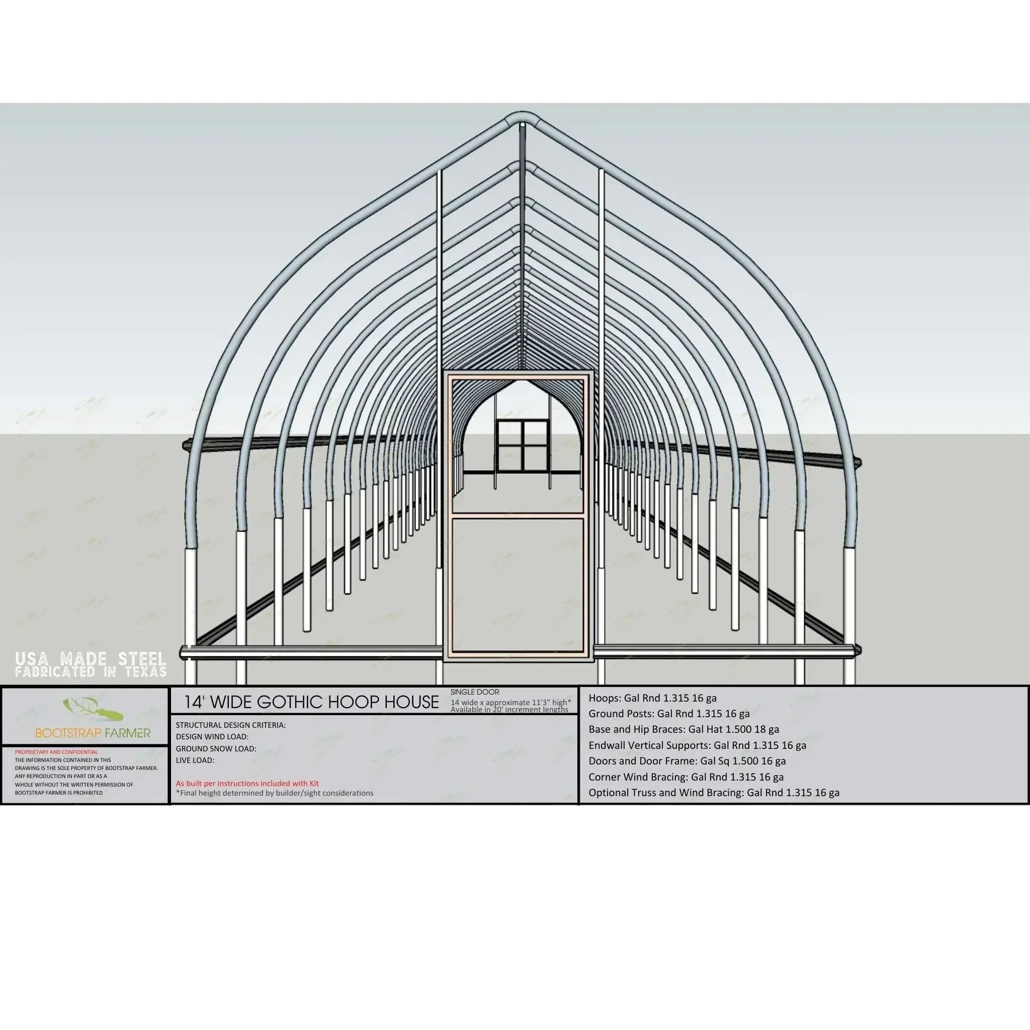 Bootstrap Farmer Gothic All-Metal Hoop House Kit - Green Vista Living
