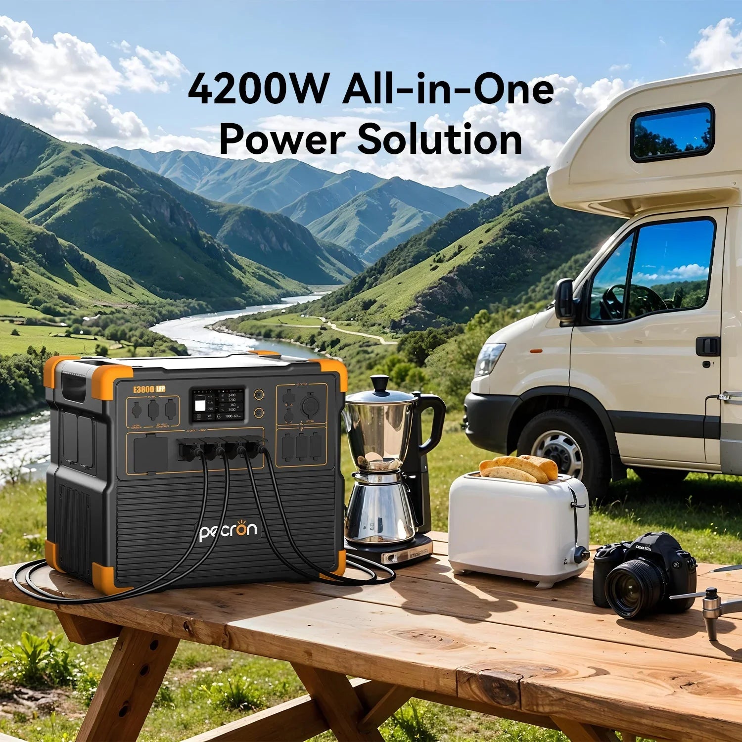 PECRON E3800LFP Portable Power Station 4200W 3840Wh - Green Vista Living