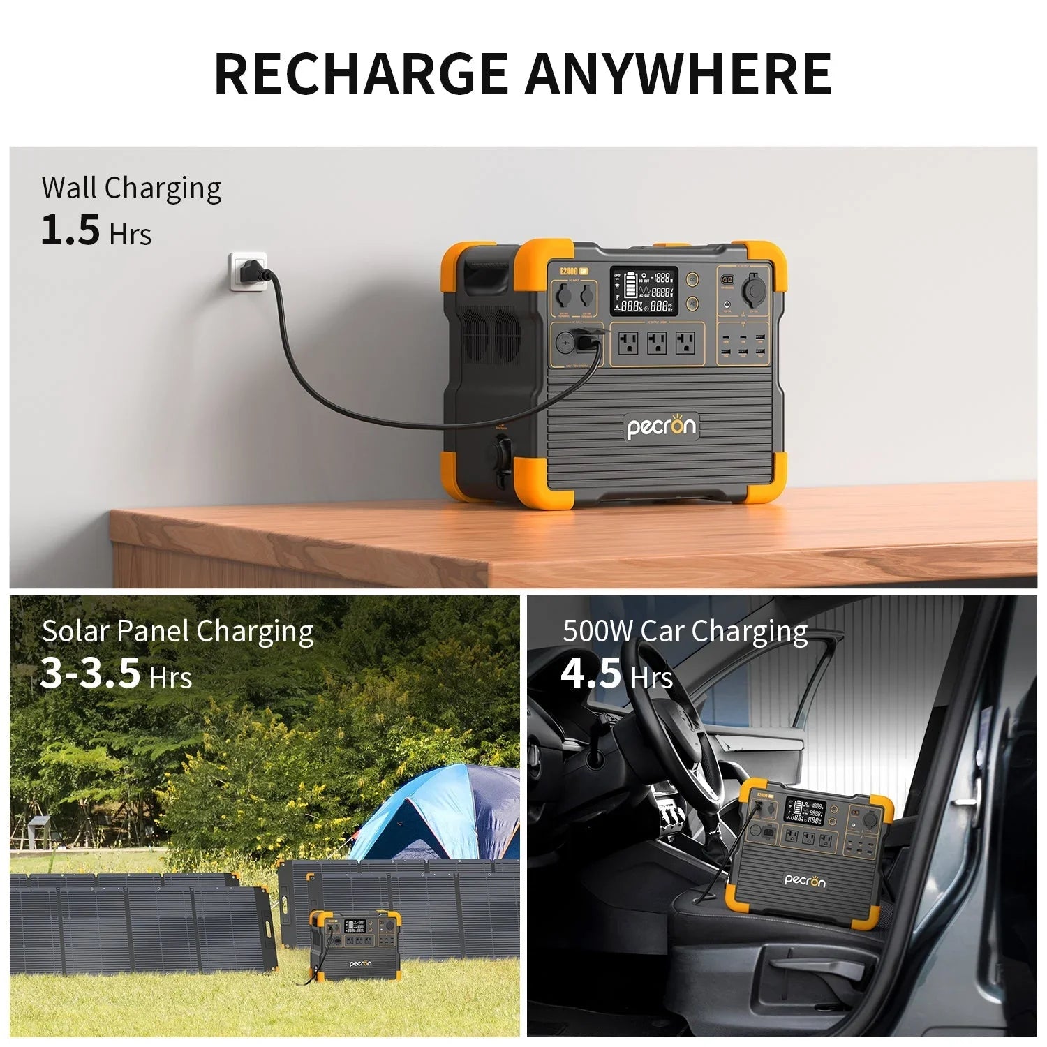 PECRON E2400LFP Portable Power Station 2400W 2048Wh - Green Vista Living