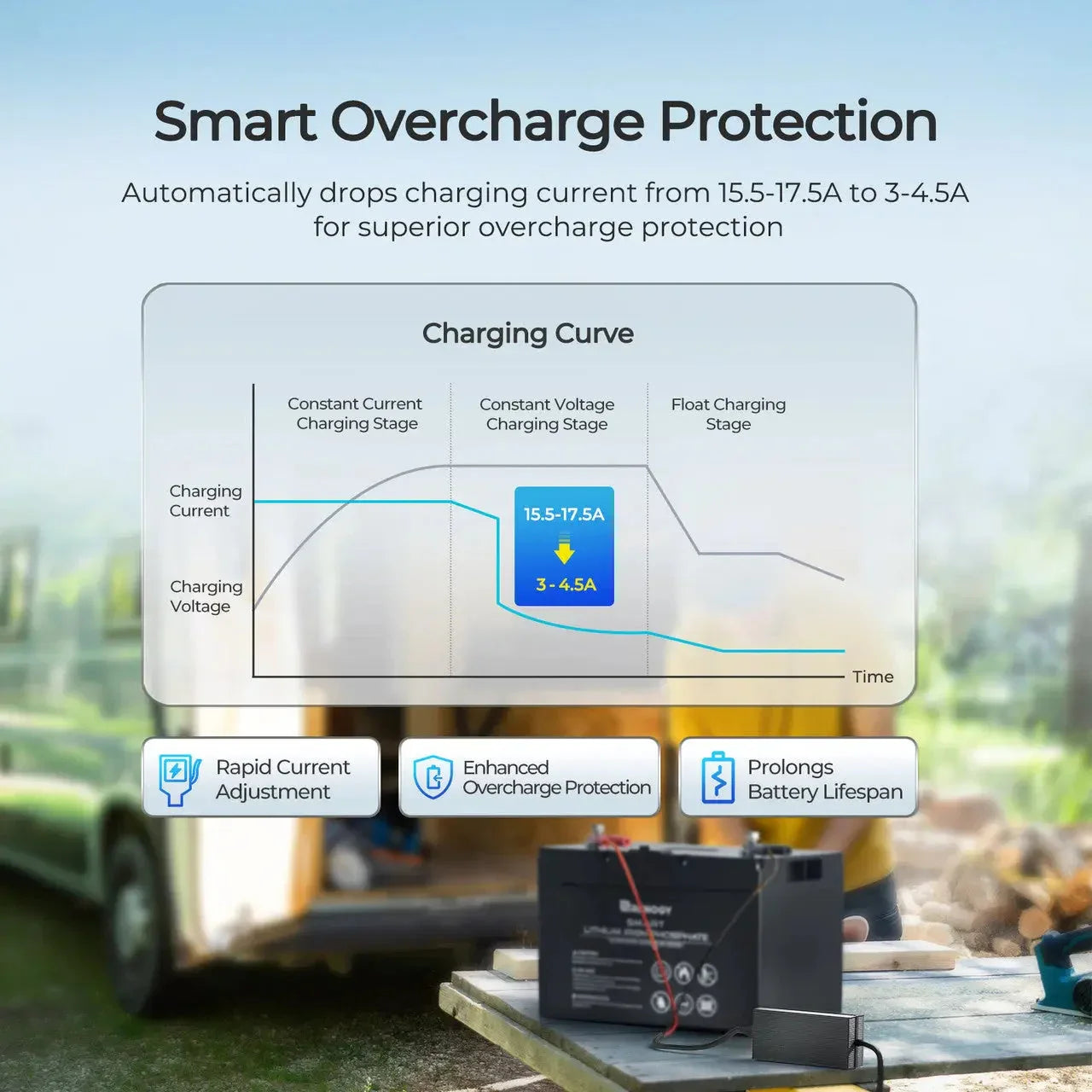 Renogy 12V 20A/24V 10A AC-to-DC LFP Portable Battery Charger - Green Vista Living