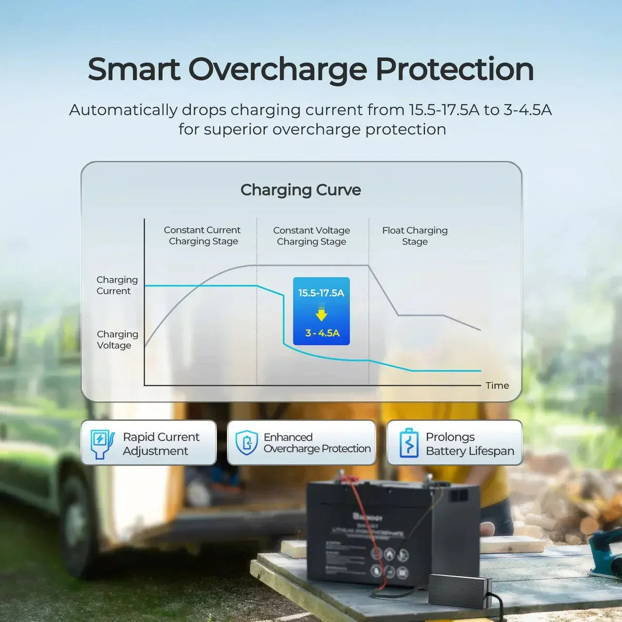 Renogy 12V 20A/24V 10A AC-to-DC LFP Portable Battery Charger - Green Vista Living
