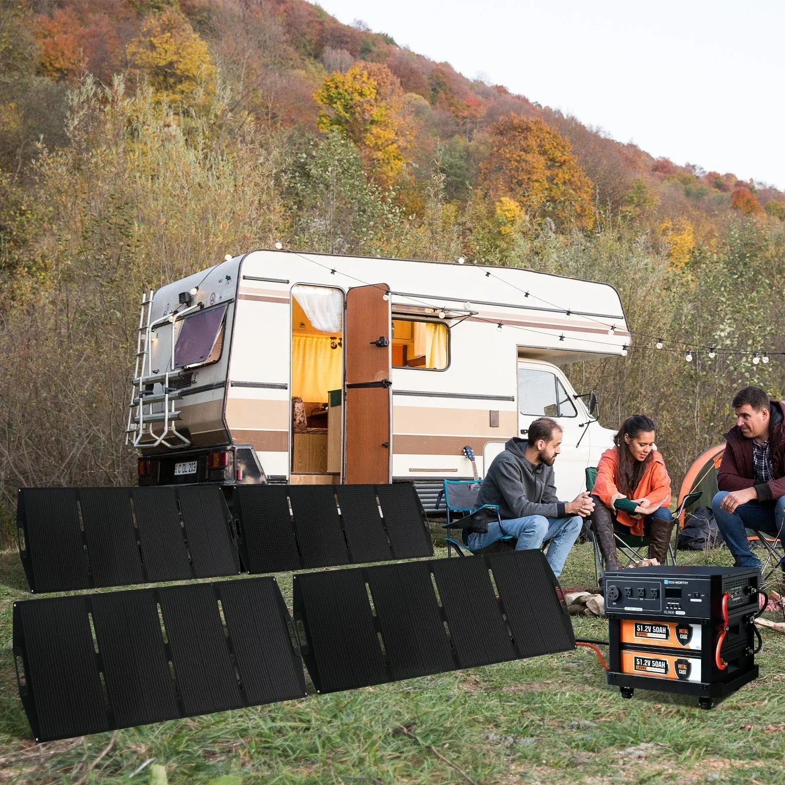 ECO-WORTHY SL3500 Stackable Power Station with 4×200W Portable Solar Panels | 5120 Wh Capacity | Emergency Backup | Portable & Expandable Power & Capacity Eco-Worthy