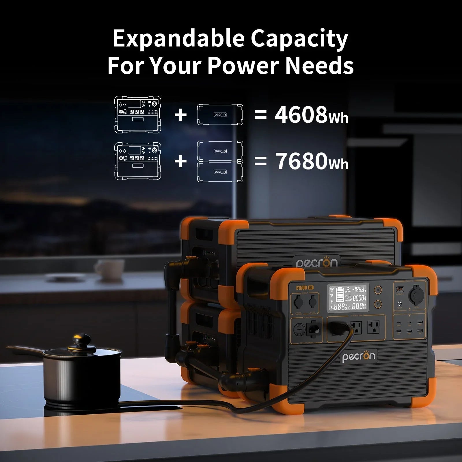 PECRON E1500LFP Expandable Portable Power Station 2200W 1536Wh - Green Vista Living