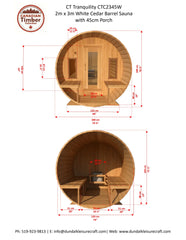Dundalk Leisurecraft Canadian Timber Tranquility Barrel Sauna | 6 - 8 Persons - Green Vista Living