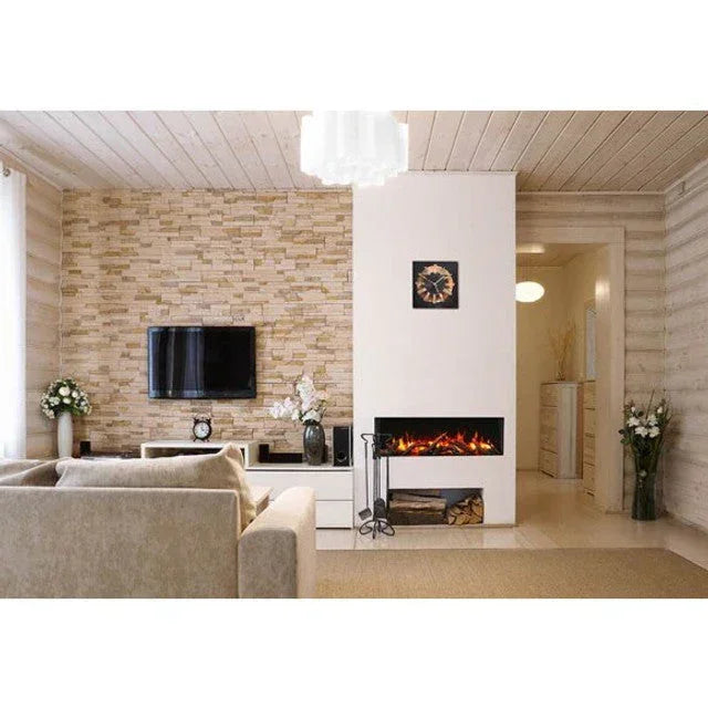 Amantii 50 Inch Tru-View Slim Smart Indoor Outdoor 3 Sided Electric Fireplace - Green Vista Living