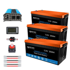 ACOPOWER Lithium Battery Mono Solar Power Complete System with Battery and Inverter for RV Boat 12V Off Grid Kit - Green Vista Living