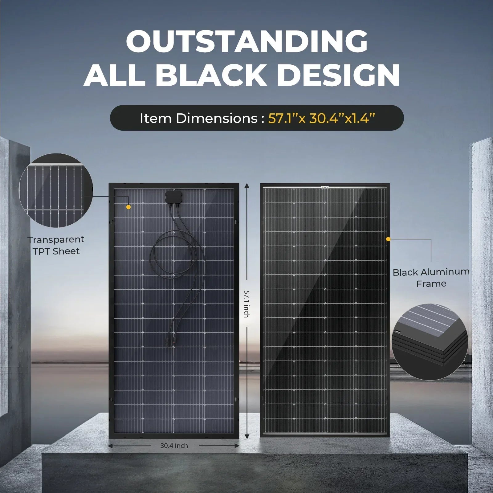 BougeRV 200 Watt Rigid Bifacial 10BB Mono Solar Panel - Green Vista Living