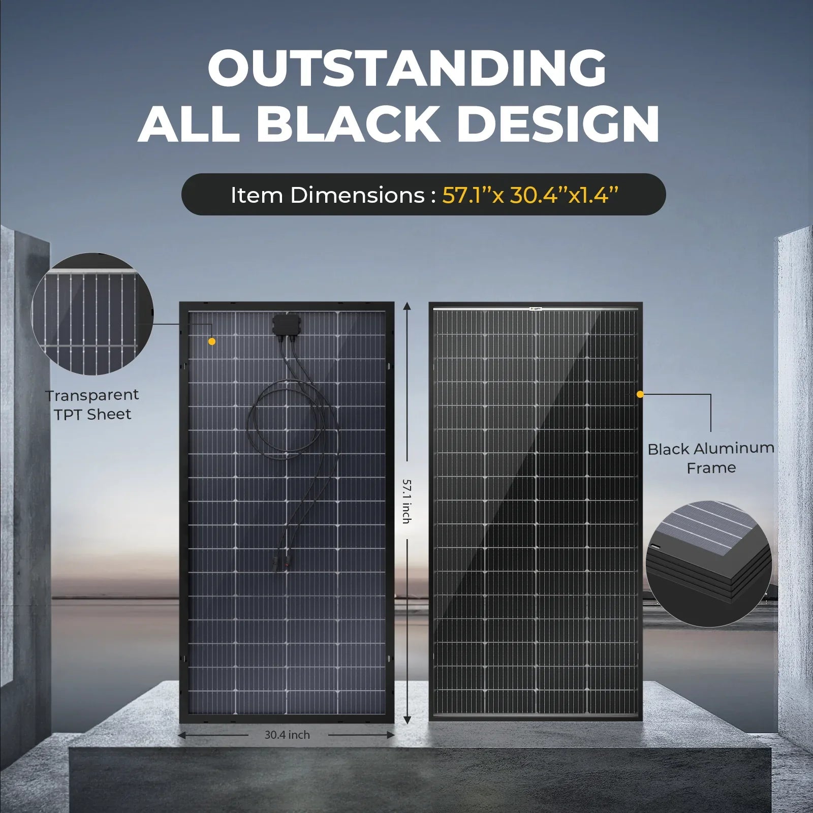 BougeRV 200 Watt Rigid Bifacial 10BB Mono Solar Panel - Green Vista Living