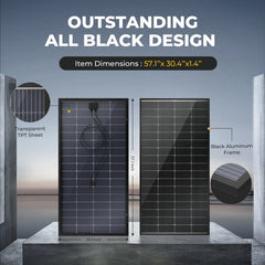 BougeRV 200 Watt Rigid Bifacial 10BB Mono Solar Panel - Green Vista Living