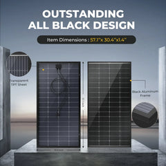 BougeRV 200 Watt Rigid Bifacial 10BB Mono Solar Panel - Green Vista Living