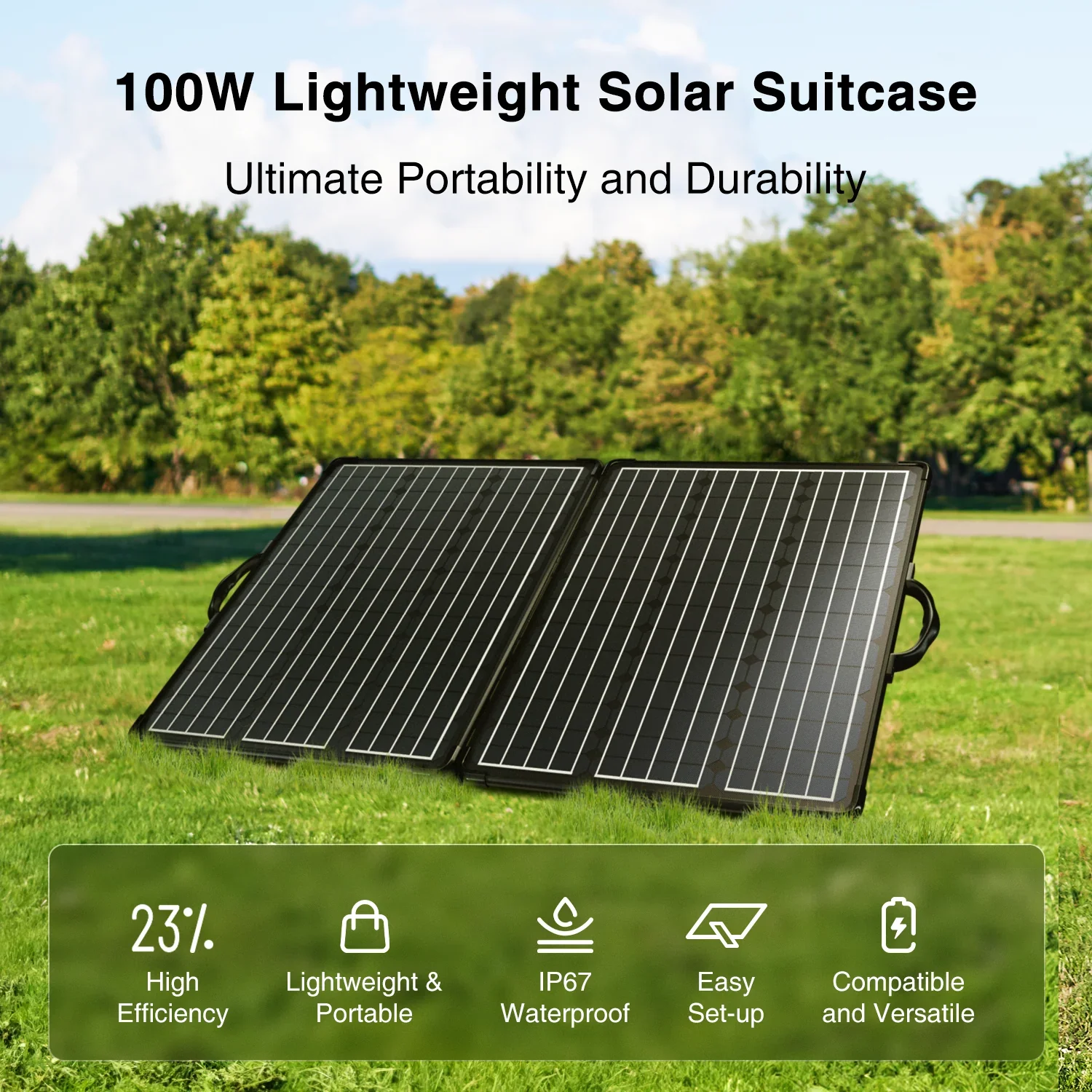 ACOPOWER PLK Portable Solar Panel Kit, Lightweight 20A Charge Controller——200W, 100W - Green Vista Living