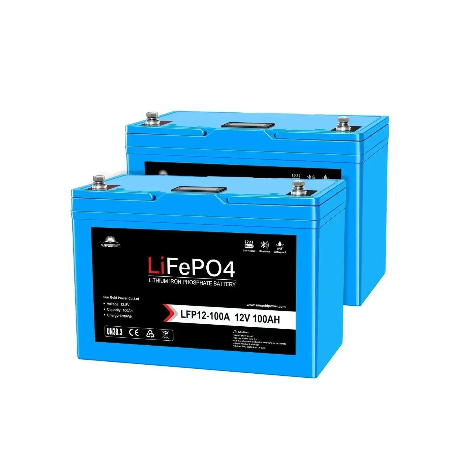Sungold Power 12V 100AH LiFePO4 Deep Cycle Lithium Battery / Bluetooth /Self-heating / IP65 - Green Vista Living
