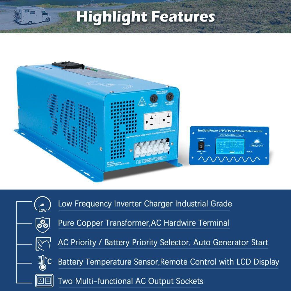 4000W DC 24V Split Phase Pure Sine Wave Inverter With Charger - Green Vista Living