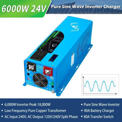 Off Grid Solar Kit 6000W 24VDC 120V/240V 10.24KWH Lithium Battery 6 X 370 Watt Solar Panels SGK-PRO62 - Green Vista Living
