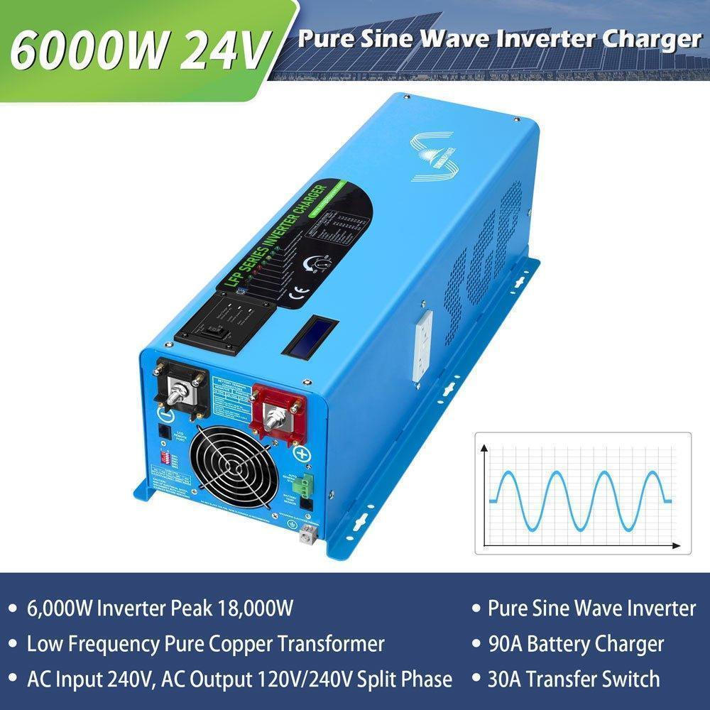 Sungold Power 6000W DC 24V Split Phase Pure Sine Wave Inverter With Charger - Green Vista Living