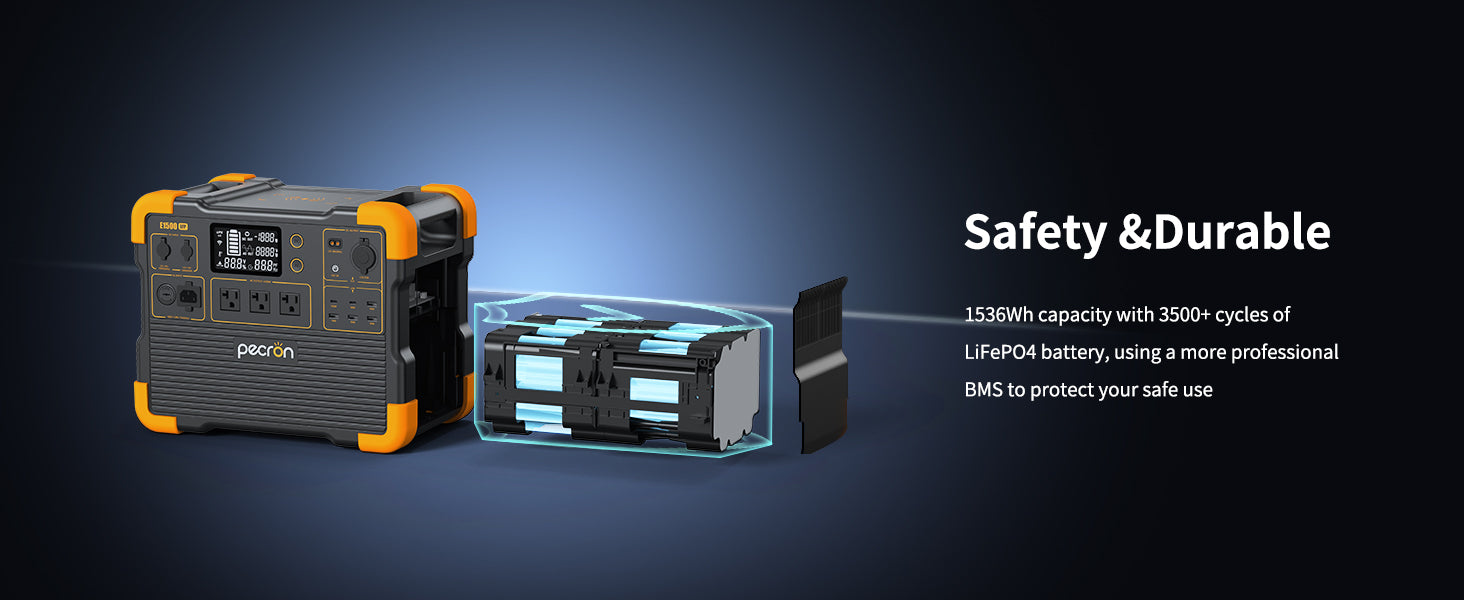 PECRON E1500LFP Expandable Portable Power Station 2200W 1536Wh - Green Vista Living