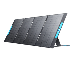 EcoFlow portable foldable solar panel with black cells and blue side handles