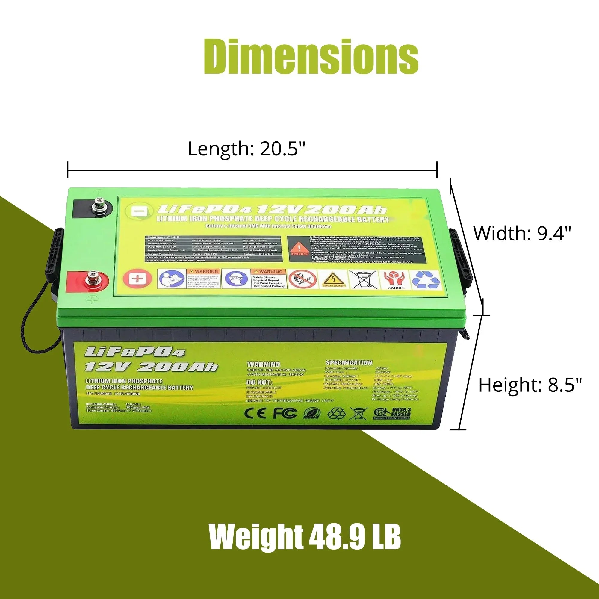 ACOPOWER 12V 200Ah LiFePO4 Deep Cycle Lithium Battery - Green Vista Living