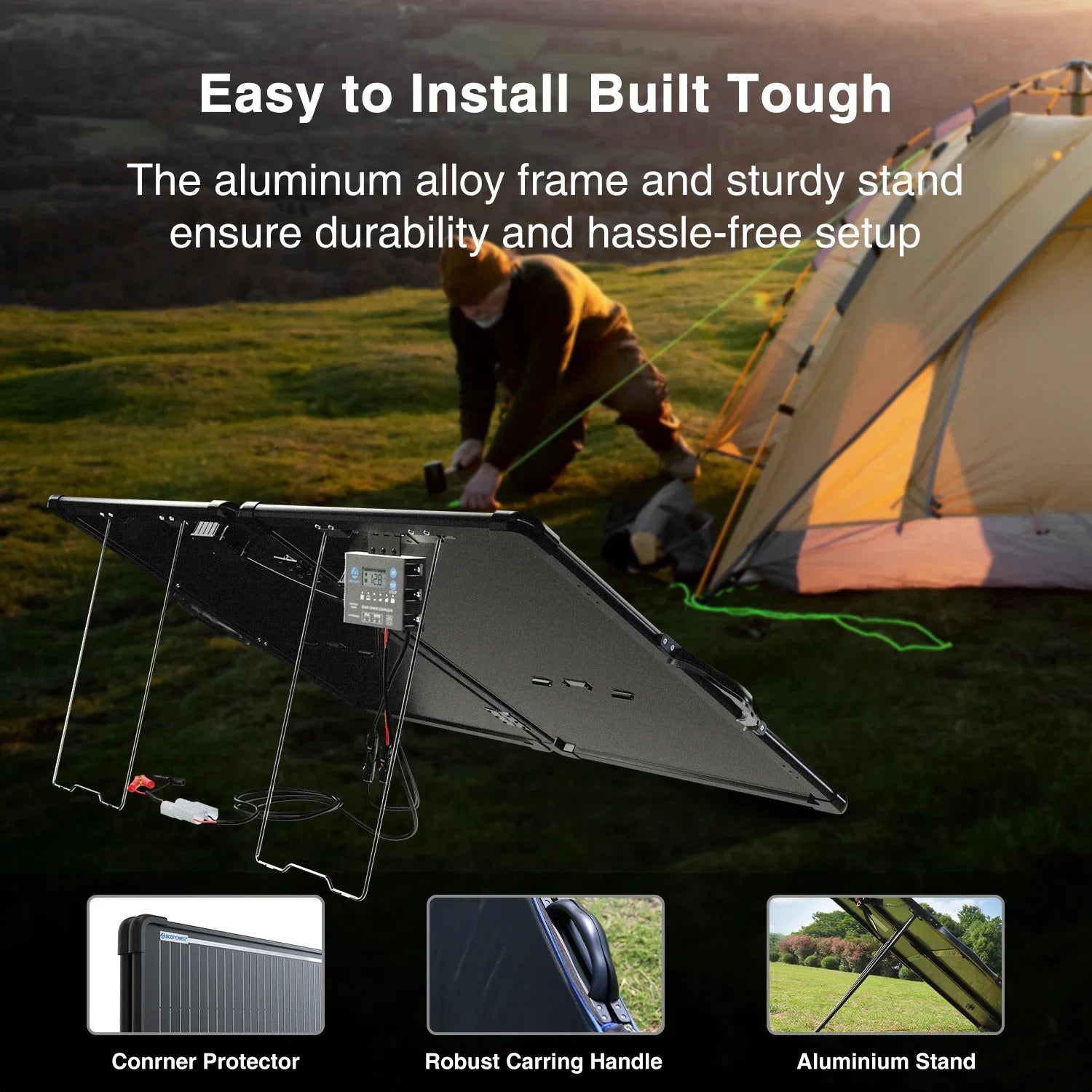 ACOPOWER PLK Portable Solar Panel Kit, Lightweight 20A Charge Controller——200W, 100W - Green Vista Living
