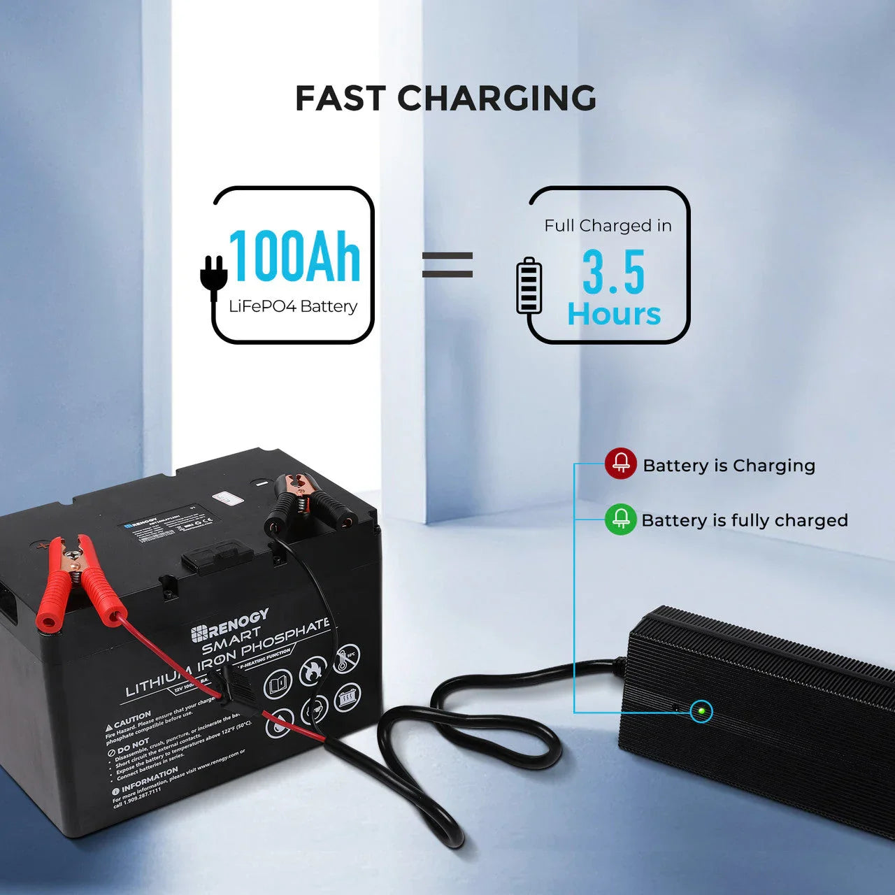Renogy 12V 20A/24V 10A AC-to-DC LFP Portable Battery Charger - Green Vista Living