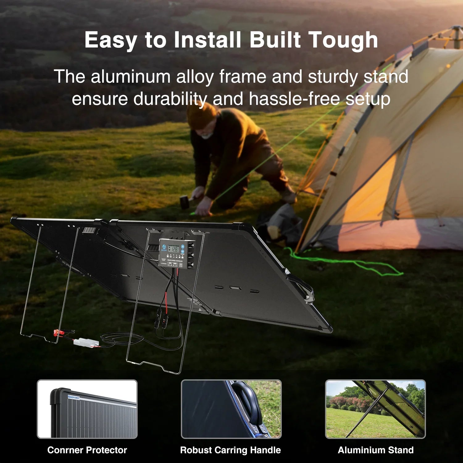 ACOPOWER PLK Portable Solar Panel Kit, Lightweight 20A Charge Controller——200W, 100W - Green Vista Living
