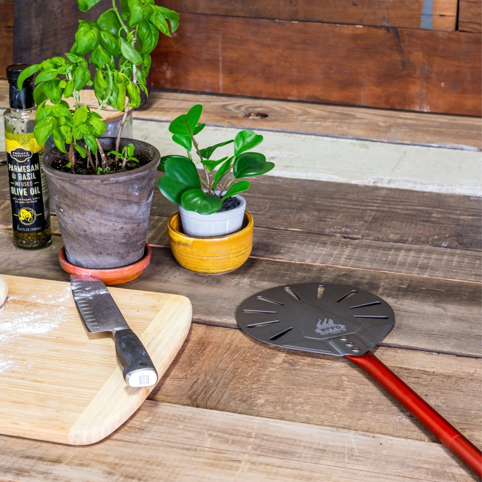 WPPO 7" Round Turning Pizza Peel With Break Down Handle - Green Vista Living