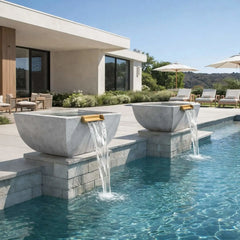 Flame Havens 24" Square Curved GFRC Concrete Water Only Bowl by Flame Havens Serenity Series
