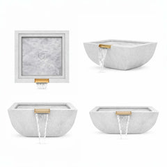 Flame Havens 24" Square Curved GFRC Concrete Water Only Bowl by Flame Havens Serenity Series