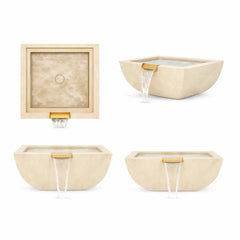 Flame Havens 24" Square Curved GFRC Concrete Water Only Bowl by Flame Havens Serenity Series