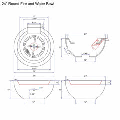 Flame Havens 24" Round GFRC Concrete Fire and Water Bowl by Flame Havens Serenity Series