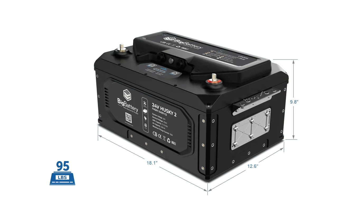 BigBattery 24V HUSKY 2 – LiFePO4 – 200Ah – 5.12kWh Lithium Battery - Green Vista Living