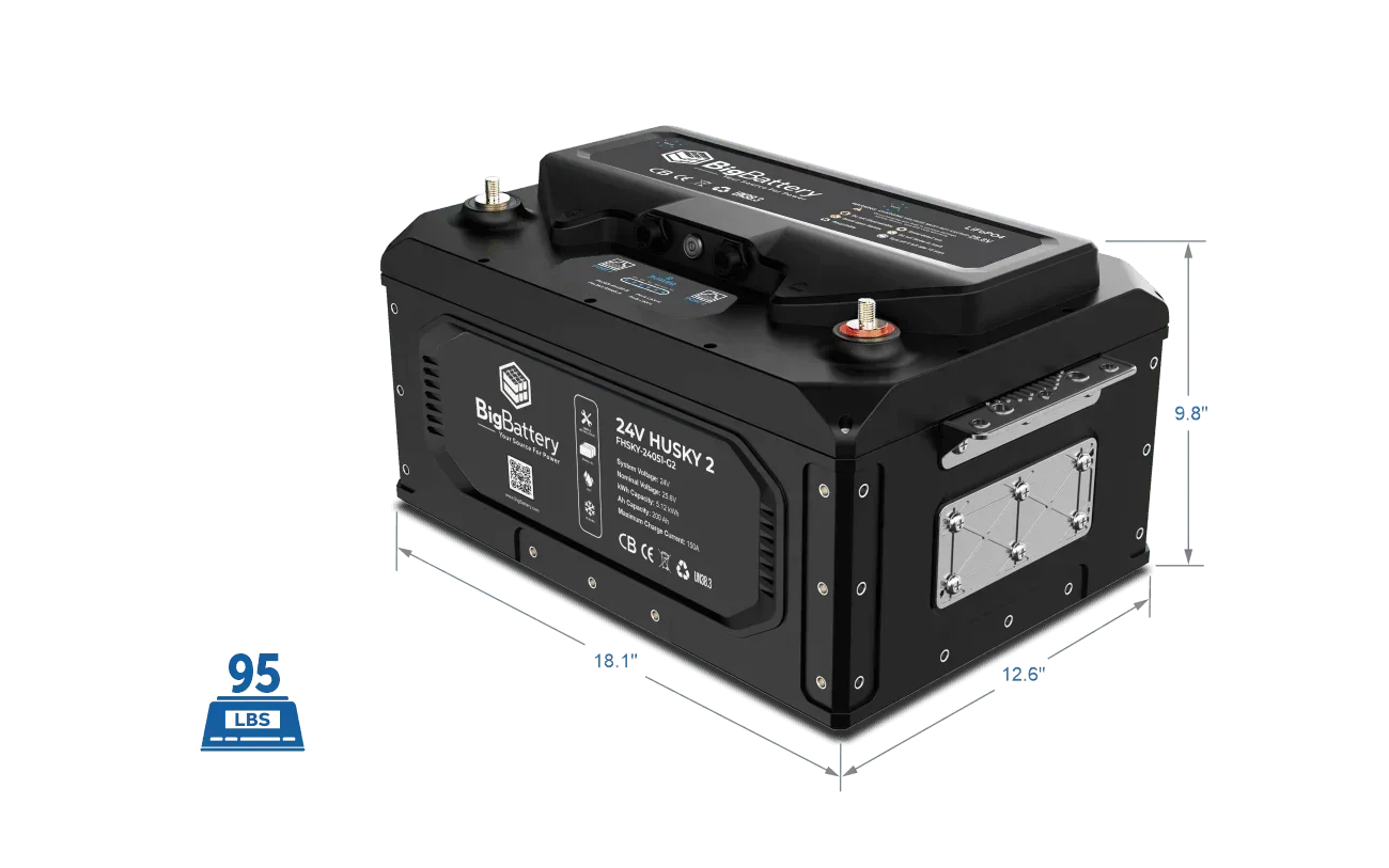 BigBattery 24V HUSKY 2 – LiFePO4 – 200Ah – 5.12kWh Lithium Battery - Green Vista Living