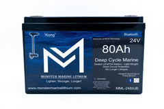 Monster Marine Lithium 24V 80Ah deep cycle marine battery with Bluetooth and LiFePO4 technology