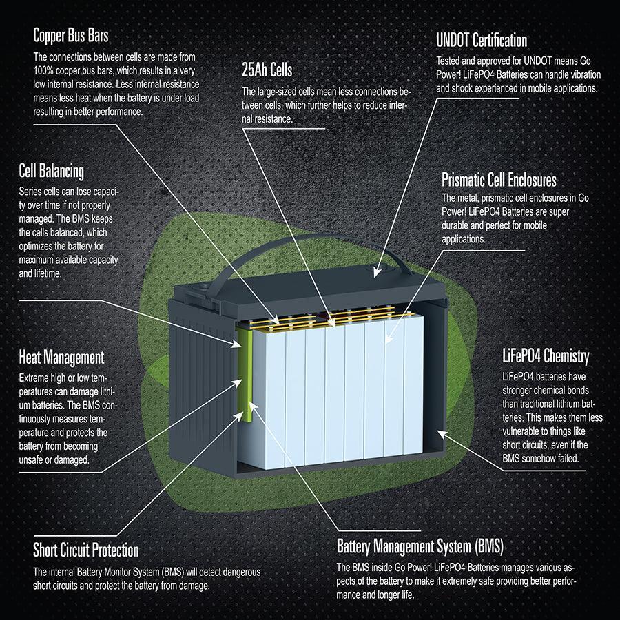 Go Power! 250Ah Lithium Iron Phosphate Solar Battery - Green Vista Living