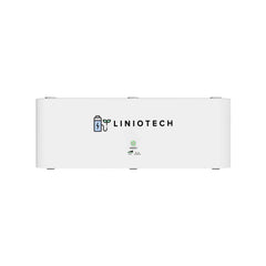 Liniotech white inverter battery with power and on/off icons, clean minimalist design