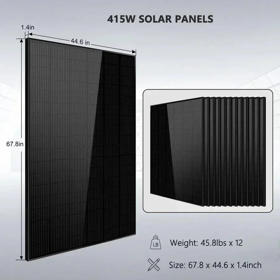 Off-Grid Solar Kit 13000W 48VDC 120V/240V 20.48KWH Lithium Battery 14 X 415 Watts Solar Panels SGR-13KM - Green Vista Living