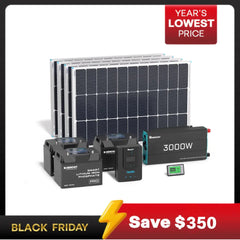 Complete Workshop/Shed Solar Kit 400W 12V | Optional 3.6kWh Deep-Cycle AGM / LiFePO4 Batteries