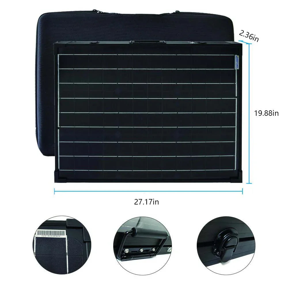 ACOPower 100w 12v Portable Solar Panel kit, Foldable Mono Suitcase, proteusX Waterproof 20A Charge Controller - Green Vista Living