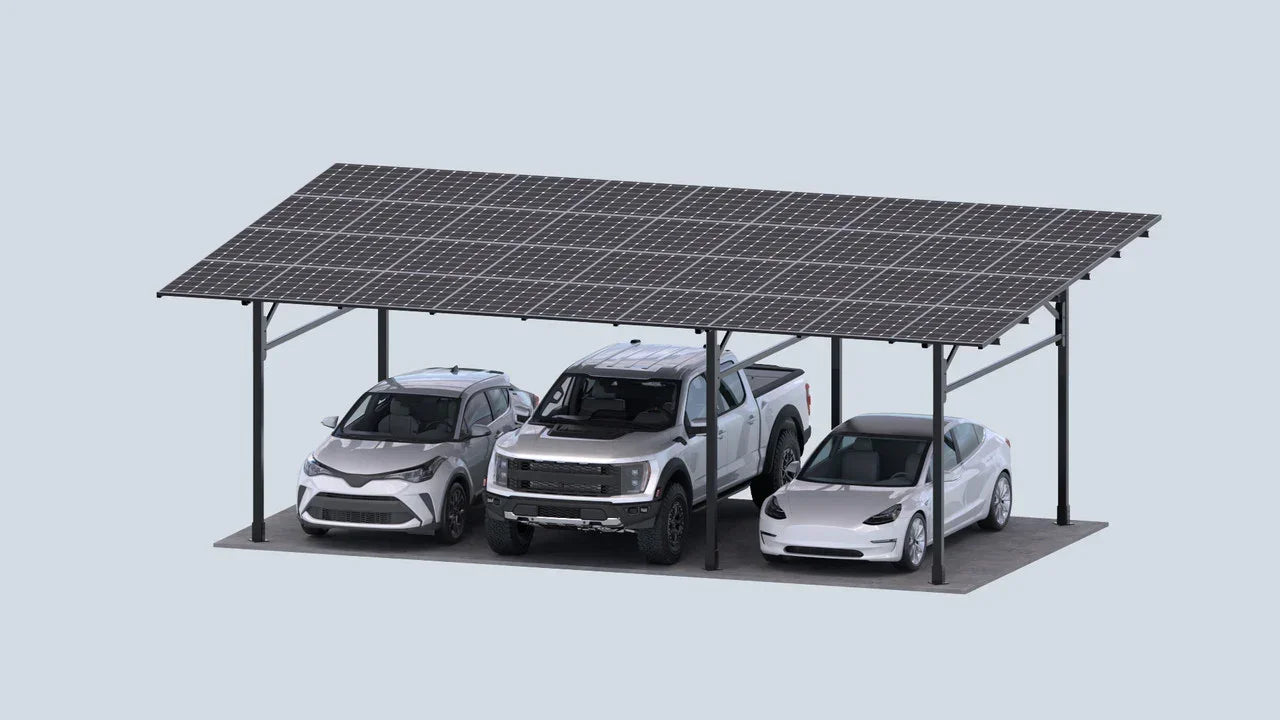 Chiko USA Premier Residential Steel Carport | Black | Solar Pergola | Solar Gazebo - Green Vista Living