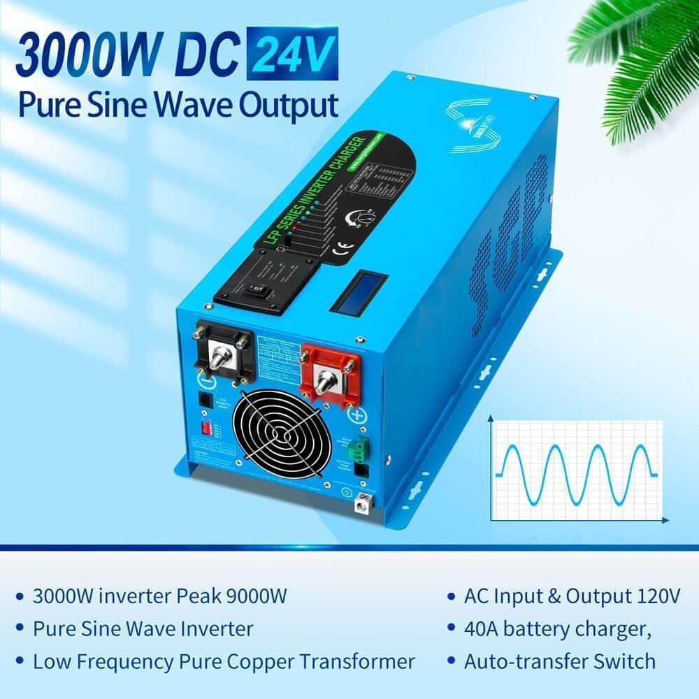 Sungold Power 3000W DC 24V Pure Sine Wave Inverter With Charger - Green Vista Living