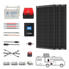 ACOPOWER Deep Cycle GEL Battery Mono Solar Power Complete System with Battery and Inverter for RV Boat 12V Off Grid Kit - Green Vista Living