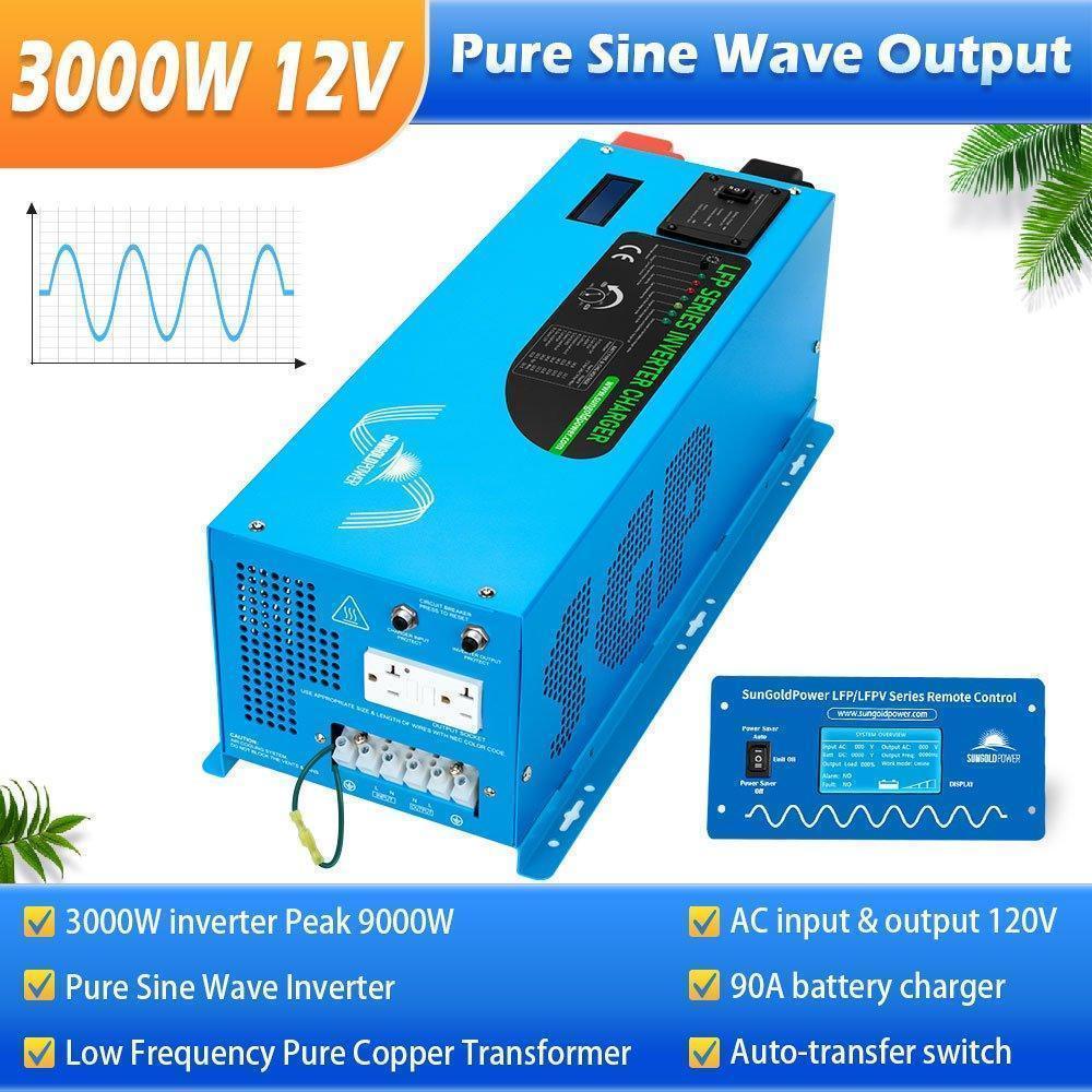 Sungold Power 3000W DC 12V Pure Sine Wave Inverter With Charger - Green Vista Living