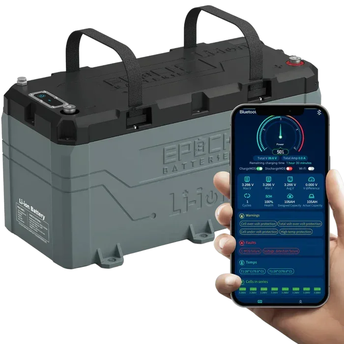 Epoch Batteries 36V 100Ah LiFePO4 Lithium Battery - Bluetooth, Heating, Waterproof - Green Vista Living