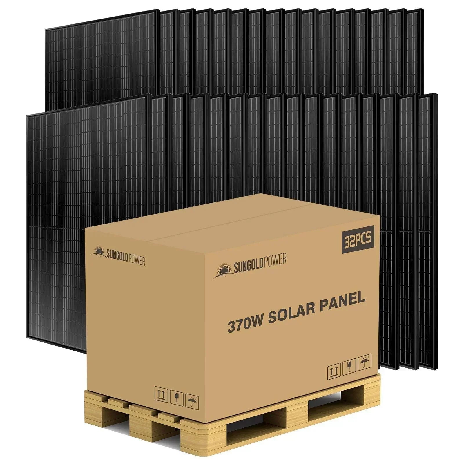 Sungold Power 370W MONO BLACK PERC SOLAR PANEL FULL PALLET (32 PANELS) - Green Vista Living