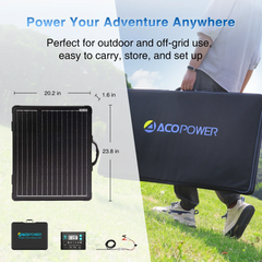 ACOPOWER PLK Portable Solar Panel Kit, Lightweight 20A Charge Controller——200W, 100W - Green Vista Living