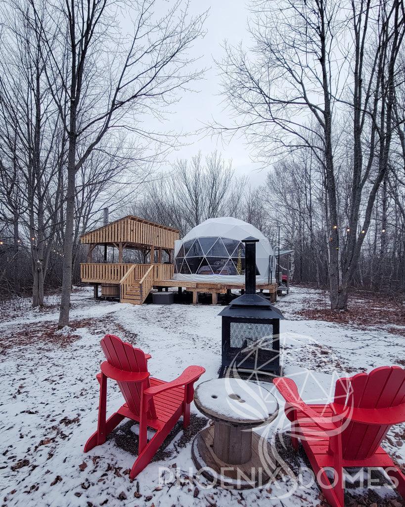 4-Season DELUXE Glamping Package Dome - 20'/6m - Phoenix Domes - Green Vista Living