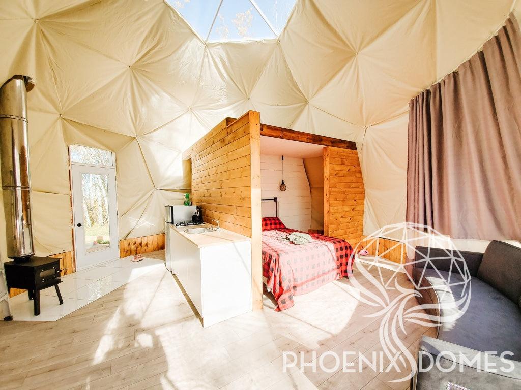 4-Season DELUXE Glamping Package Dome - 23'/7m - Phoenix Domes - Green Vista Living
