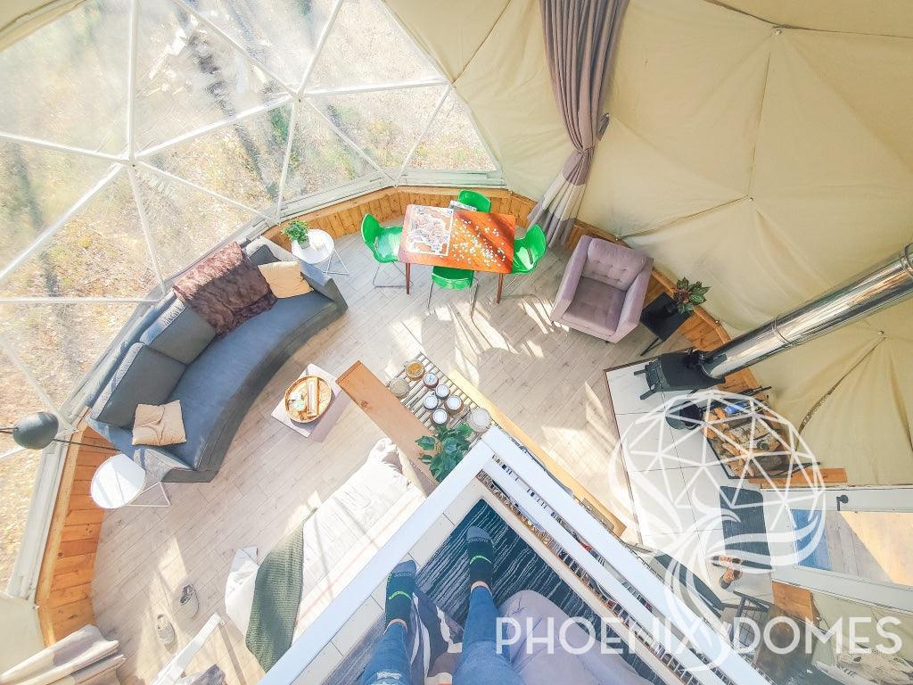 4-Season DELUXE Glamping Package Dome - 23'/7m - Phoenix Domes - Green Vista Living